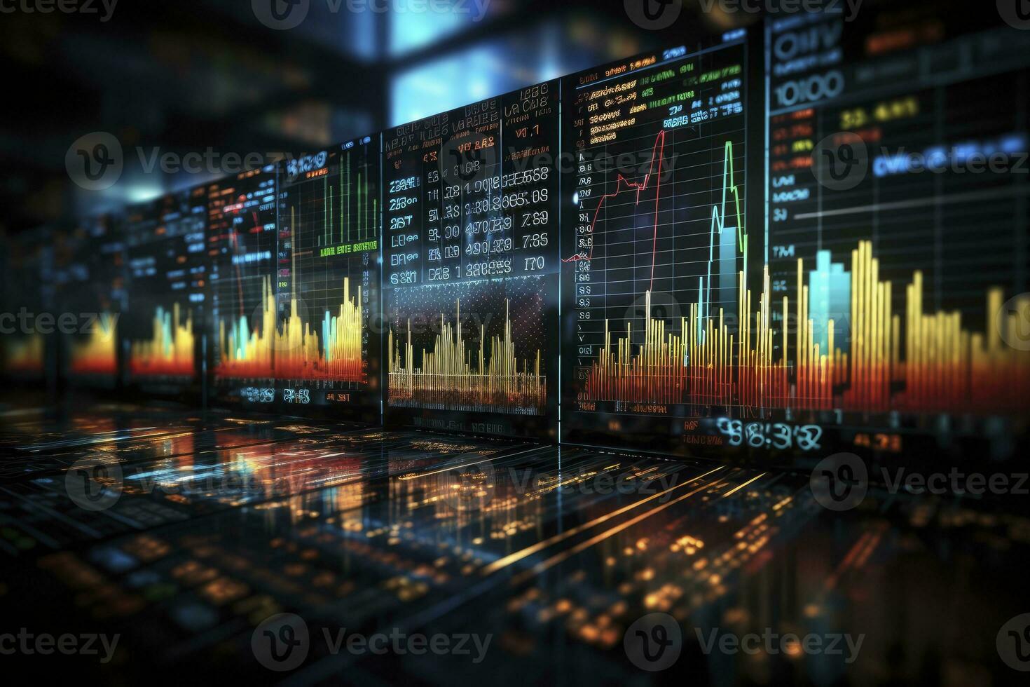 AI generated Digitally Generated Currency and Exchange Stock Chart for Finance and Economy Based Computer Software and Coding Display. AI Generated photo