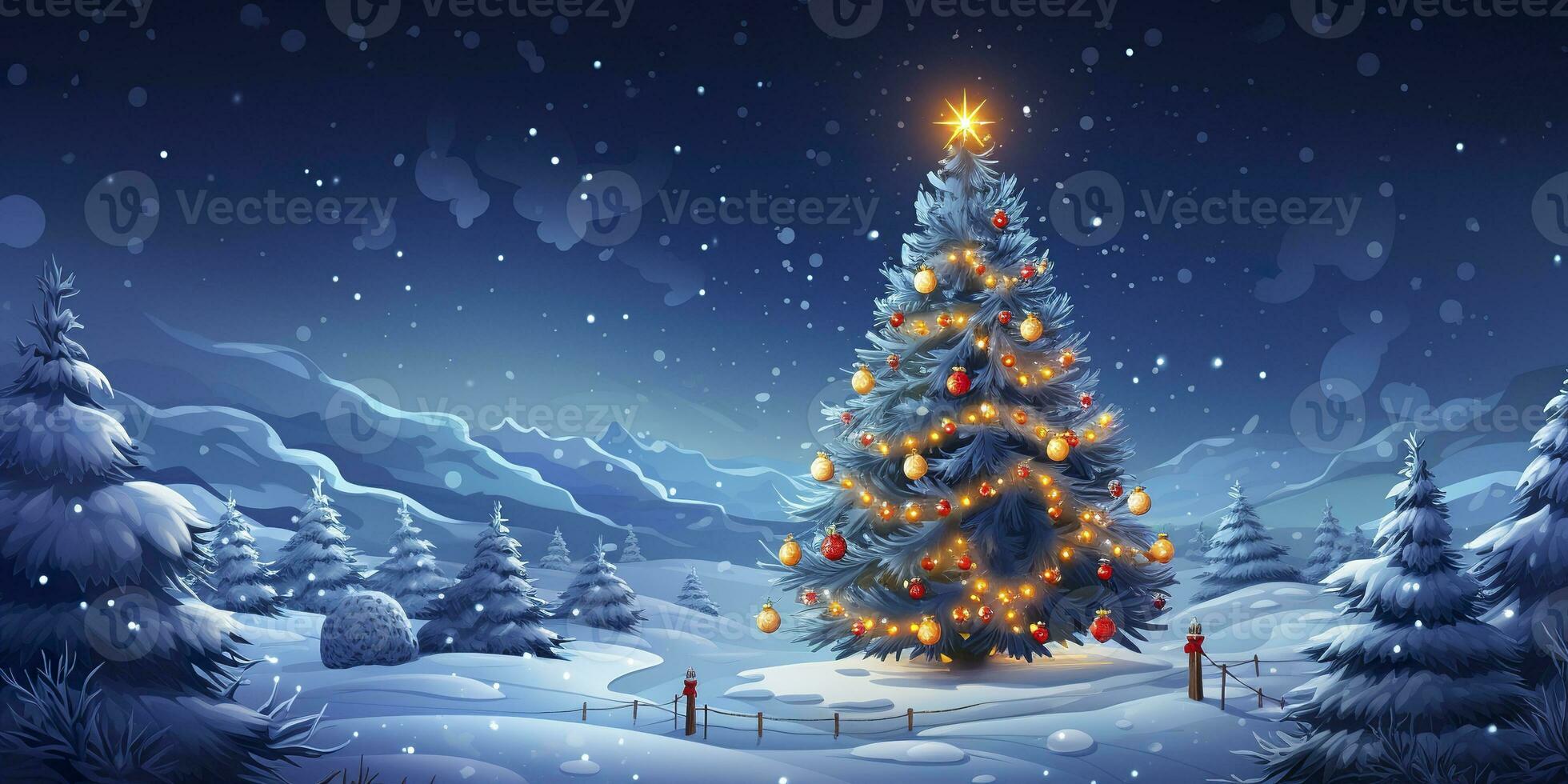 AI generated Merry Christmas and Happy New Year Background. AI Generated photo