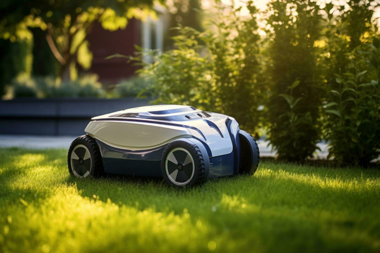 AI generated garden robotics robot on the yard photo
