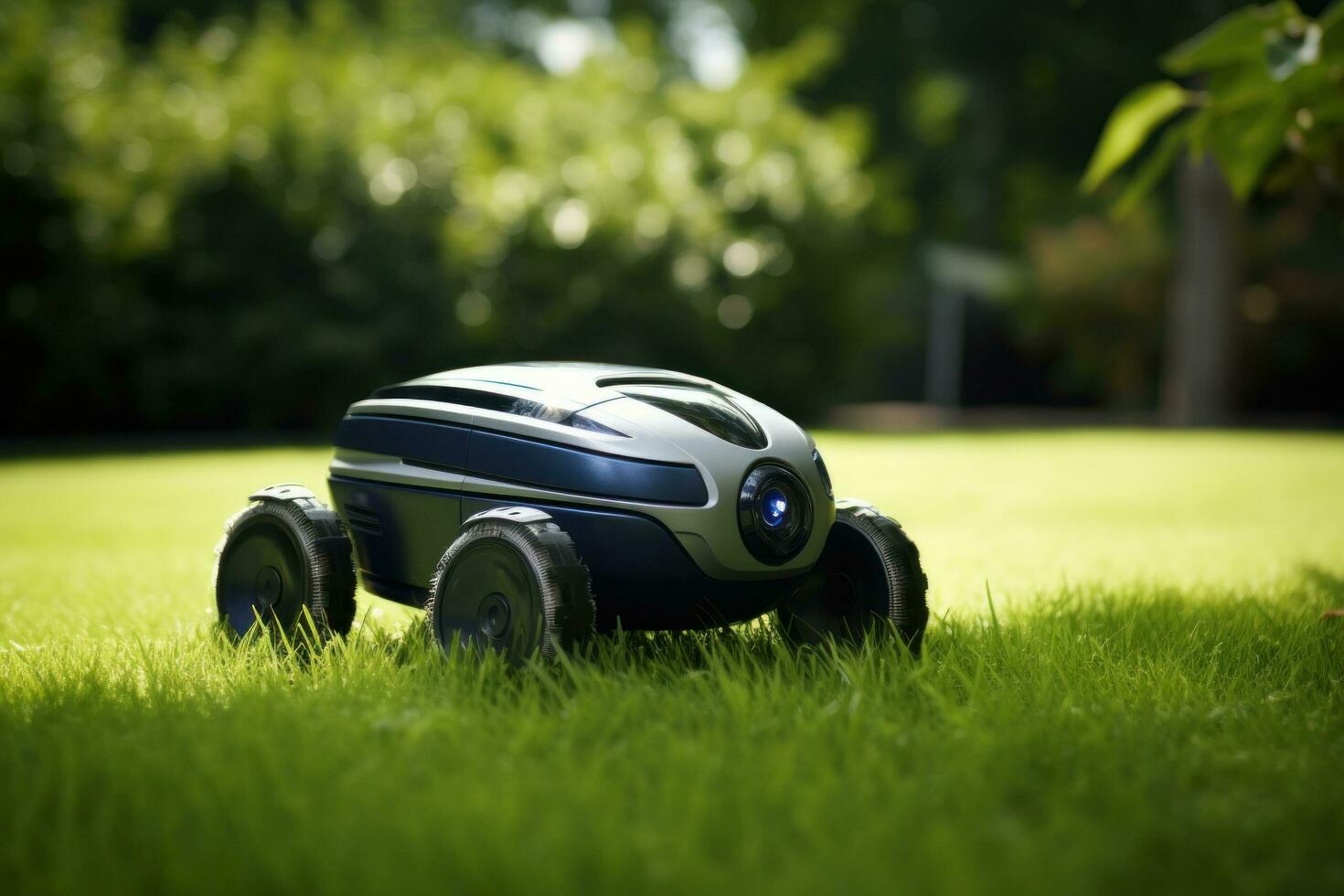 AI generated garden robotics robot on the yard photo