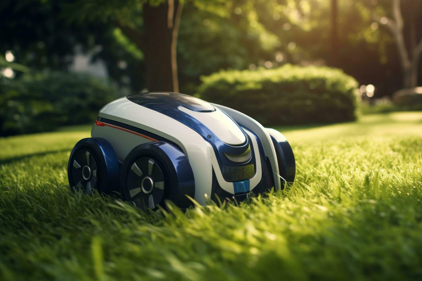 AI generated garden robotics robot on the yard photo