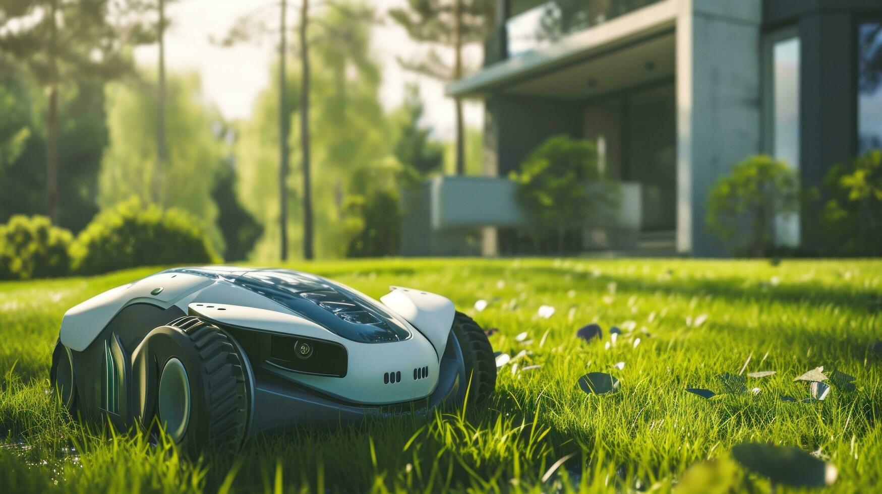 AI generated garden robotics robot on the yard photo