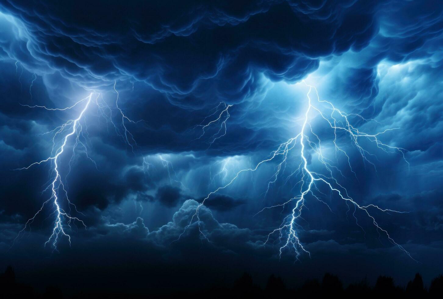 AI generated clouds and lightning on dark background photo