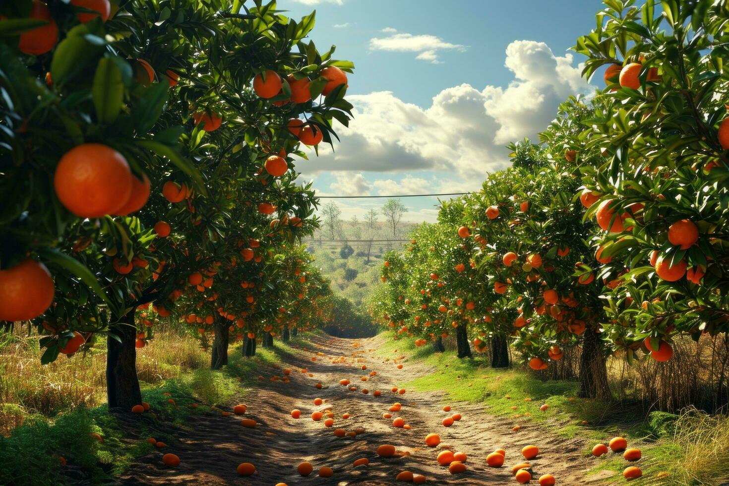 AI generated orange farm in california photo