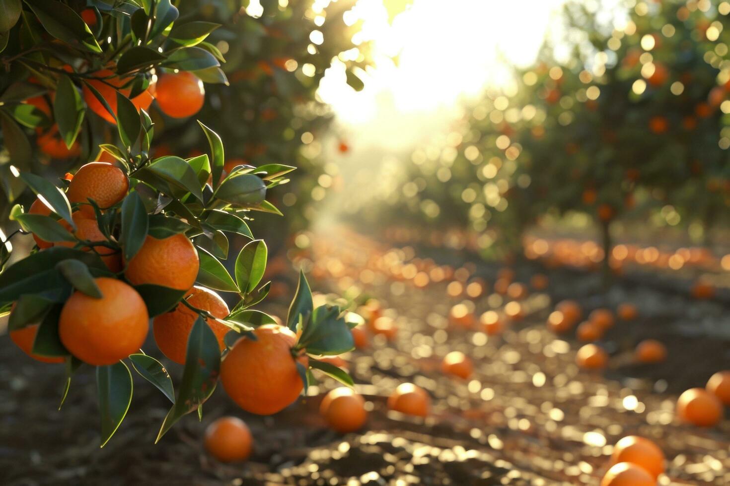 ai generado naranja granja en California foto