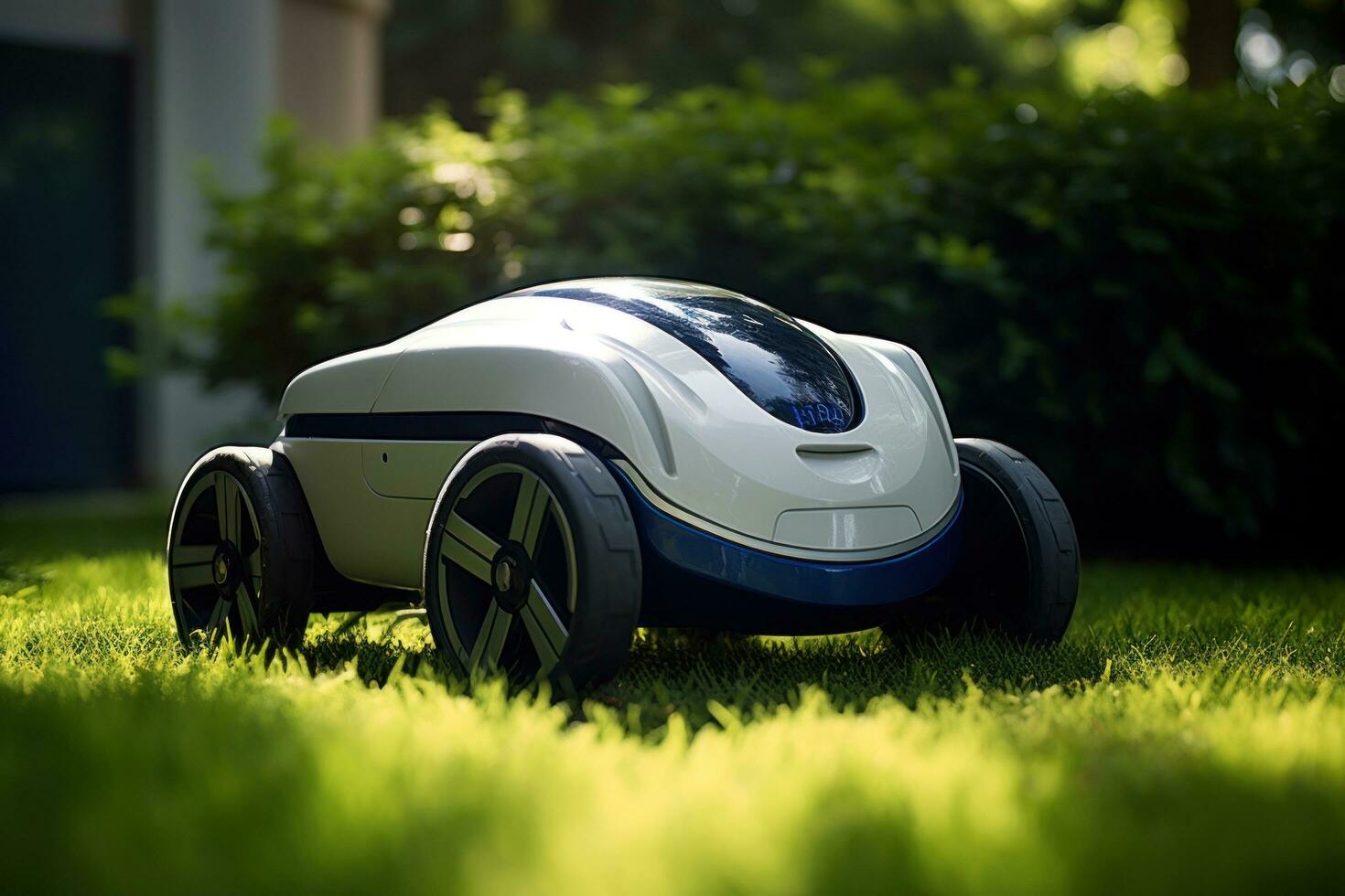 AI generated garden robotics robot on the yard photo