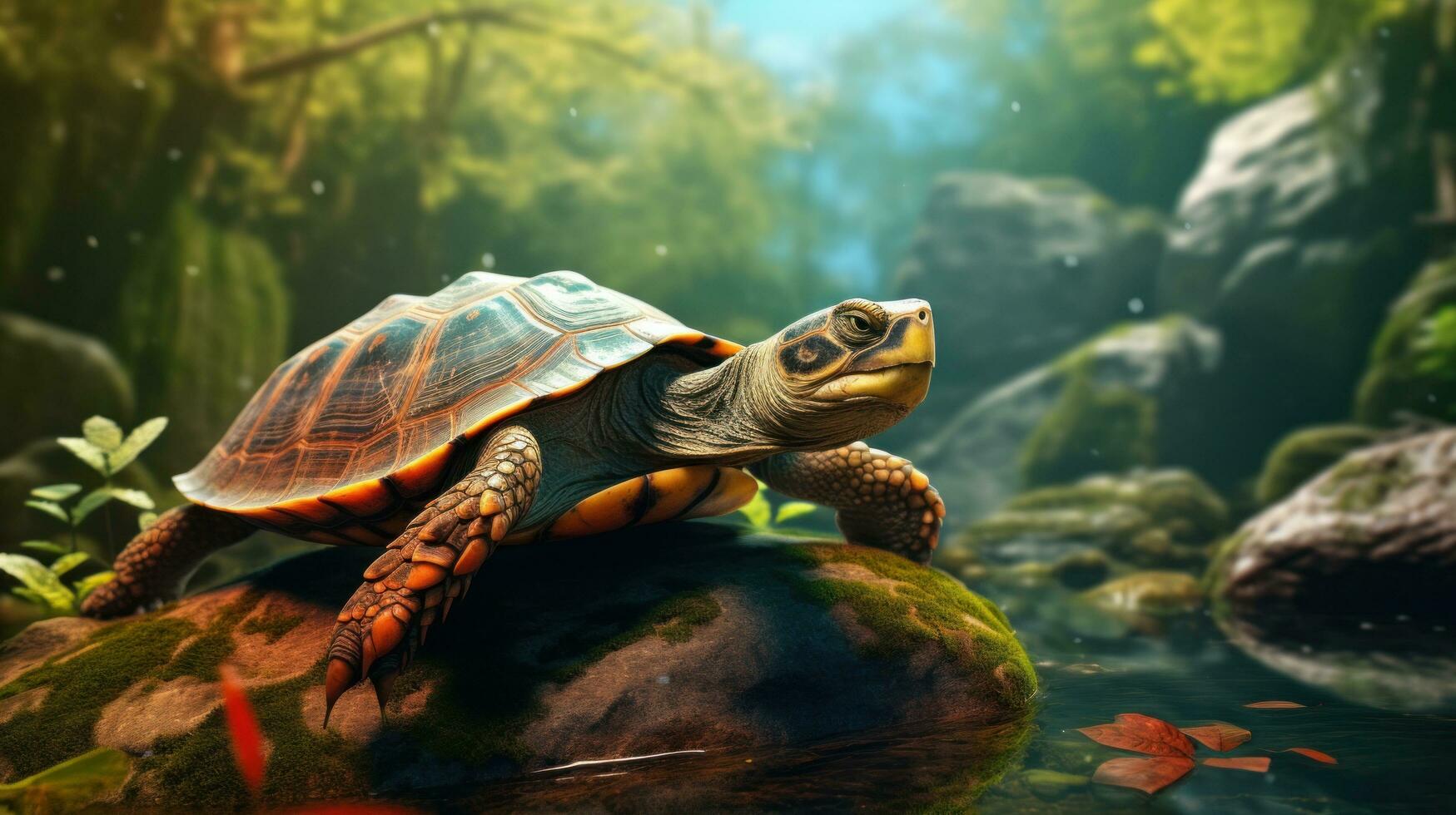 AI generated turtle in wild nature photo