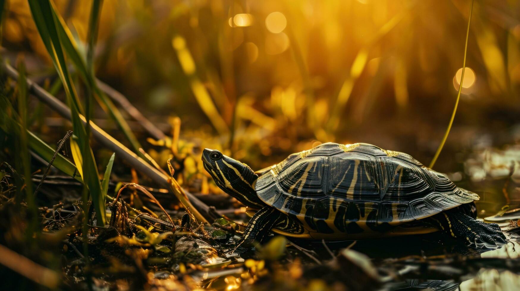 AI generated turtle in wild nature photo