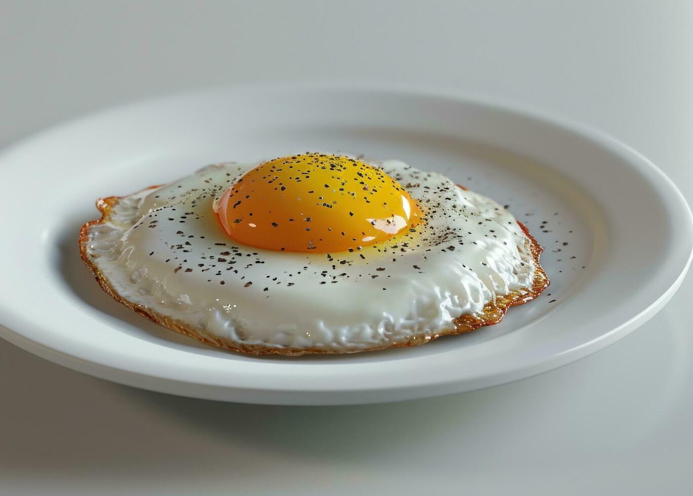 ai generado blanco plato con soleado lado arriba huevo foto