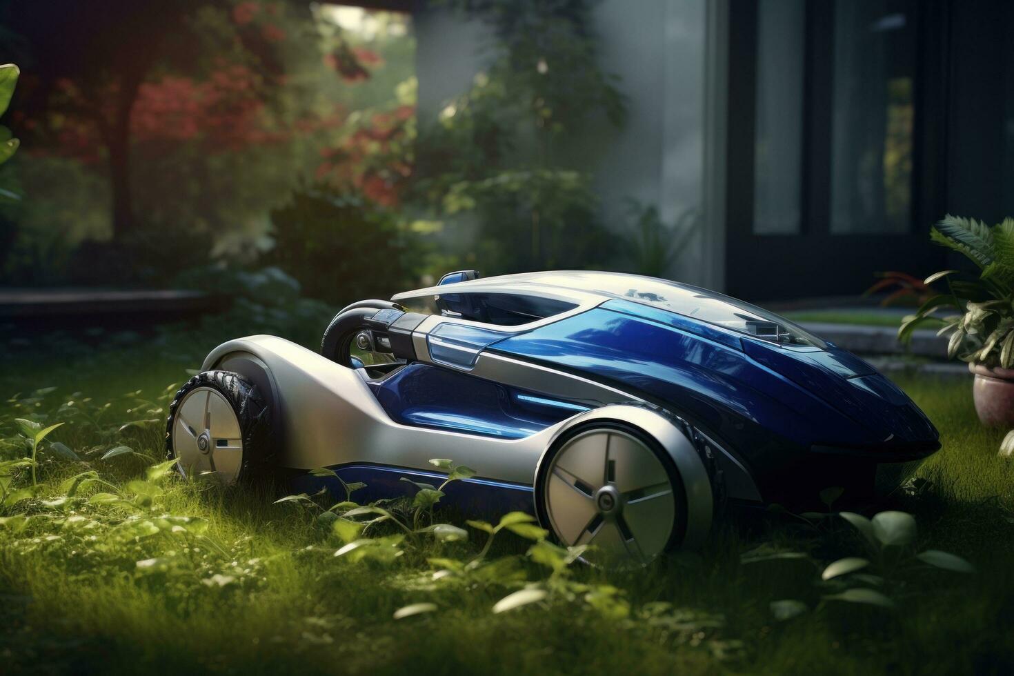 AI generated real estate robot lawn mower photo