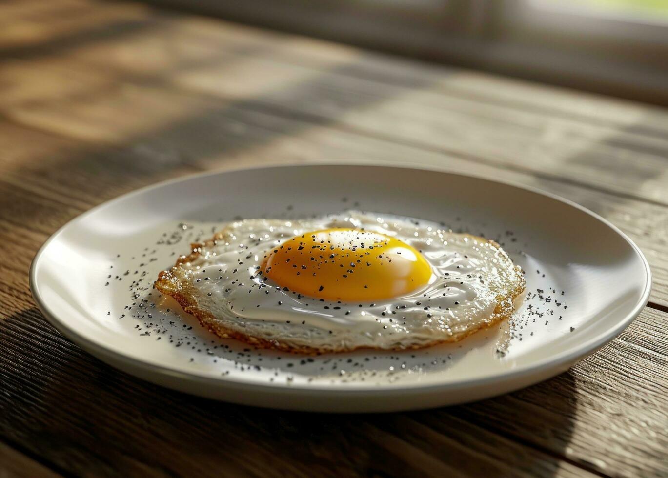 AI generated white plate with sunny side up egg photo