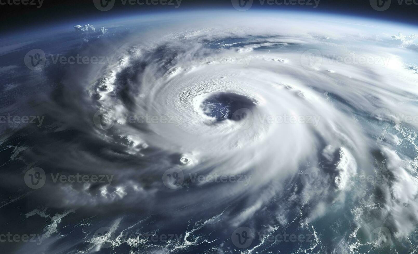 AI generated Super Typhoon, tropical storm, cyclone, tornado, over ocean. Weather background. Generative AI photo