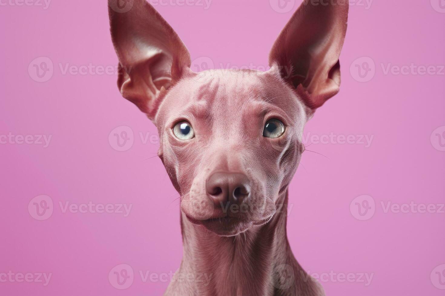 AI generated Pink colored dog on Pink Background. AI Generated photo