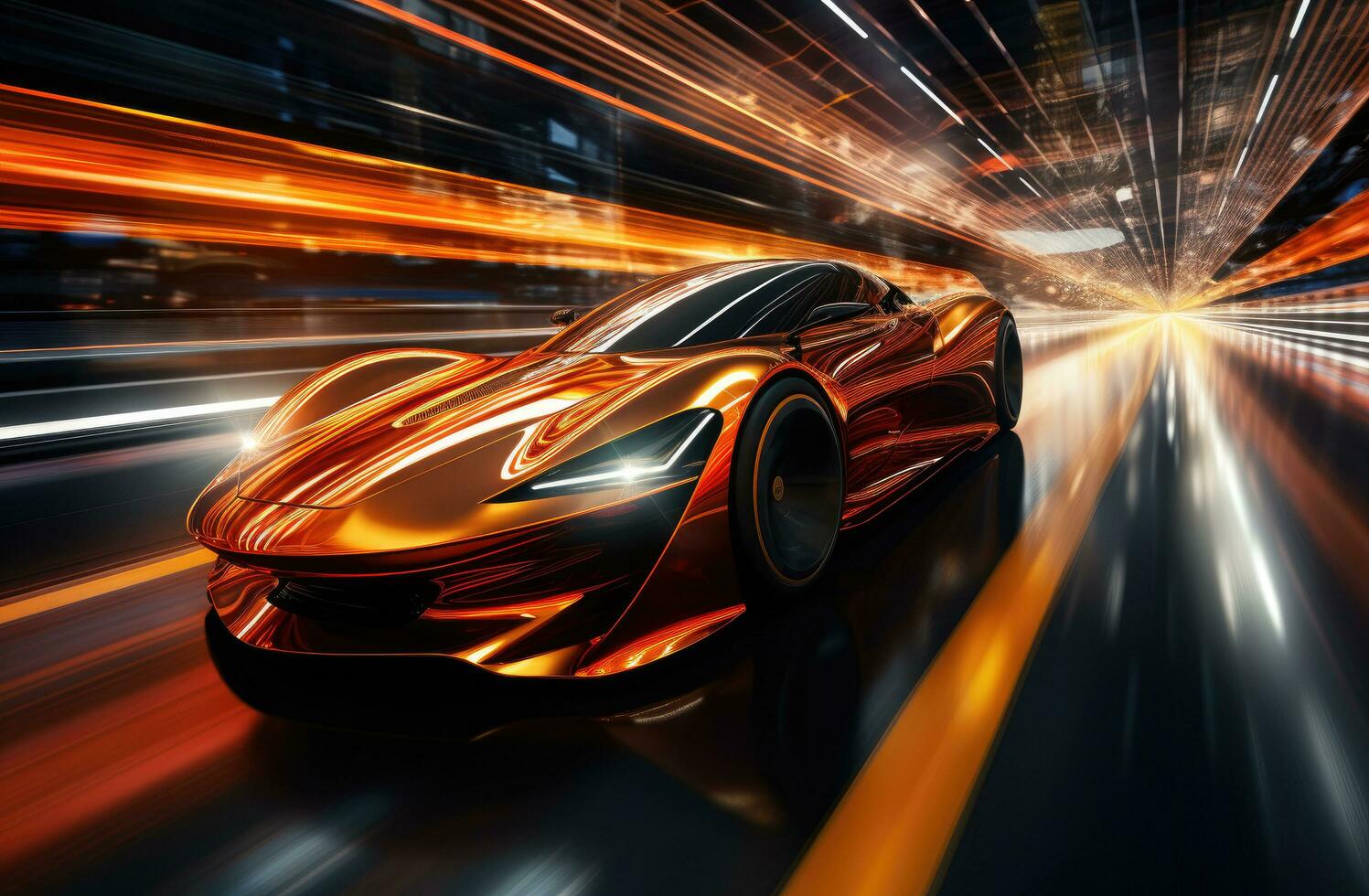 AI generated a model is whizzing around a track at night photo