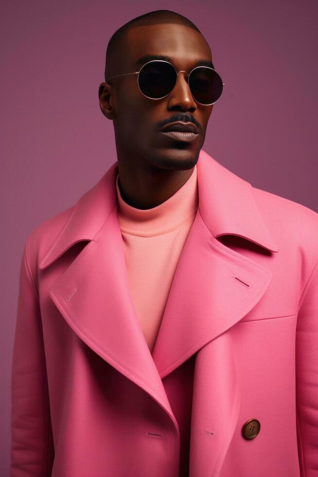 AI generated black guy of the year is seen wearing a pink coat, photo