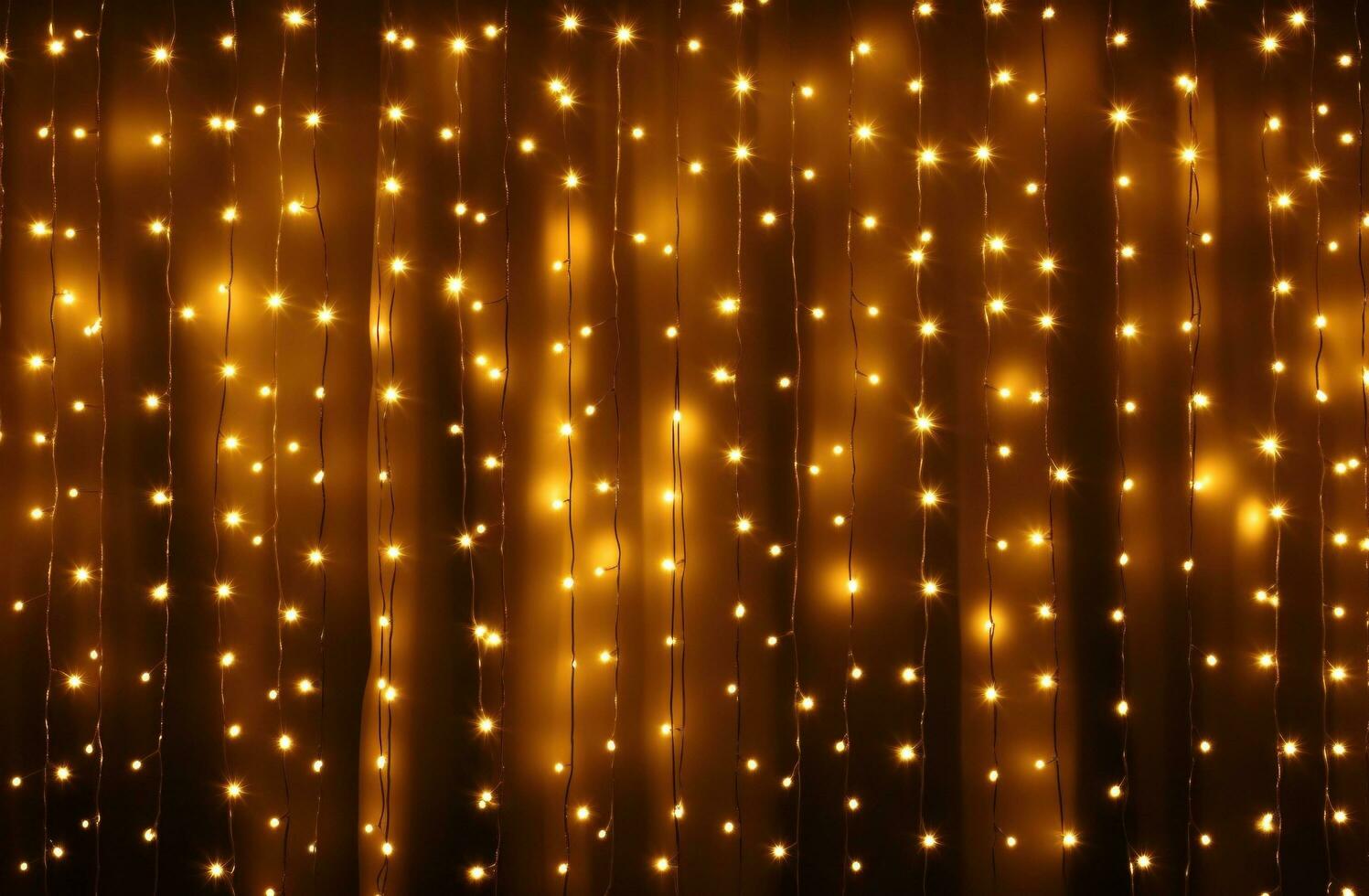 AI generated christmas lights lights on the curtains, photo