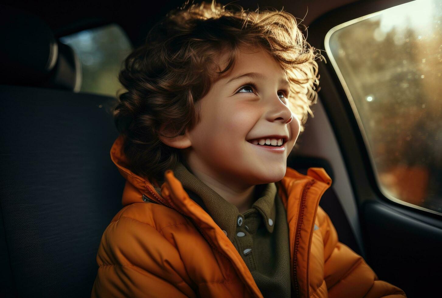 ai generado un mamá y su hijo trabajando juntos en un la carretera viaje mientras conducción foto