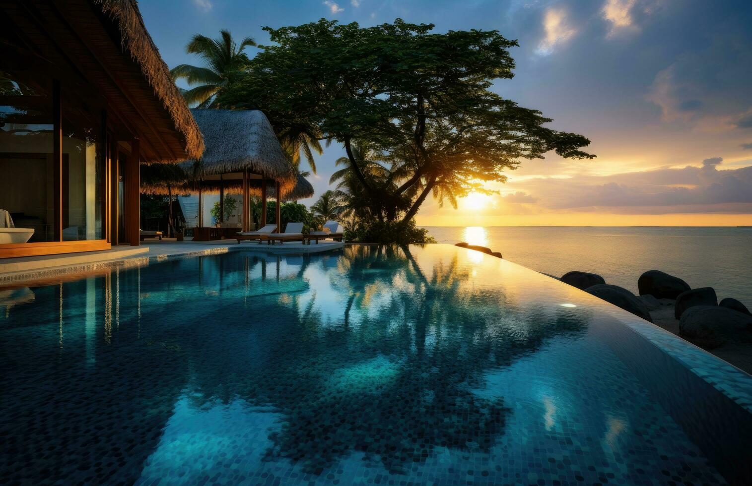 AI generated a pool is located at this maldives resort photo