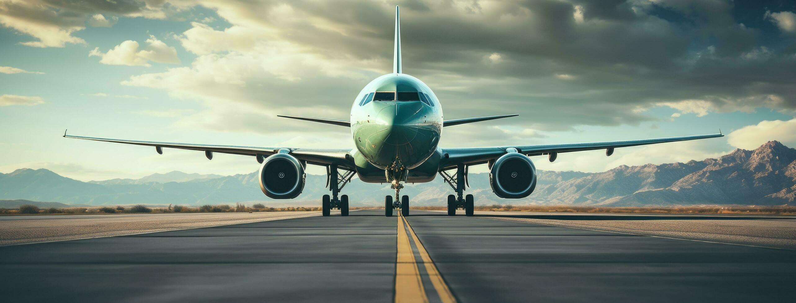 AI generated a jet airplane taxiing down the runway photo