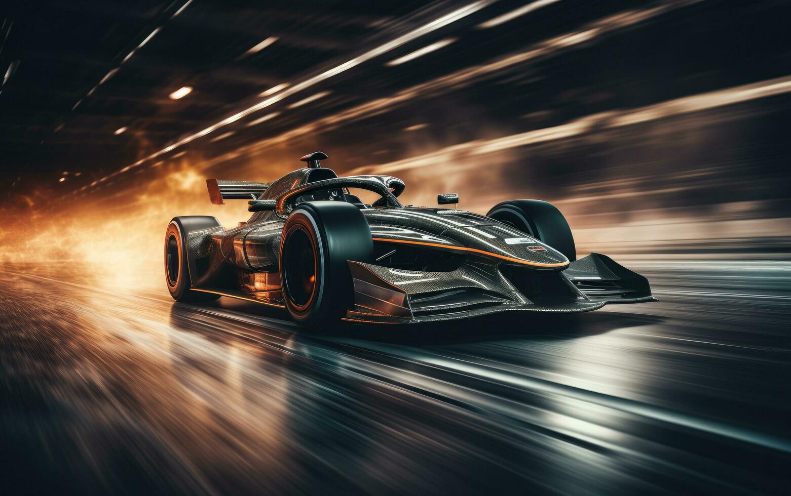 AI generated a driver driving a race car on an asphalt track photo