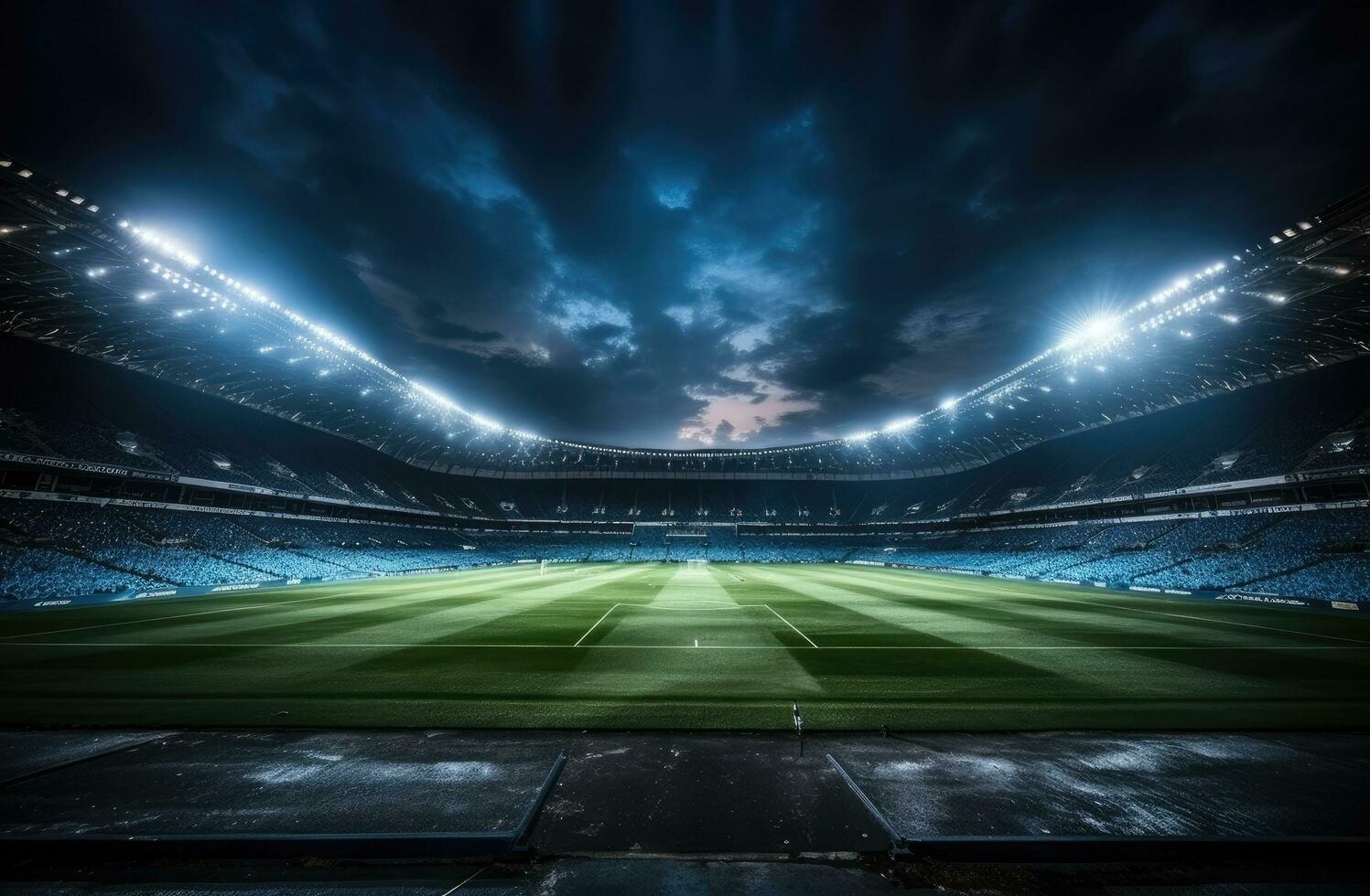 AI generated a soccer field with a spotlight photo