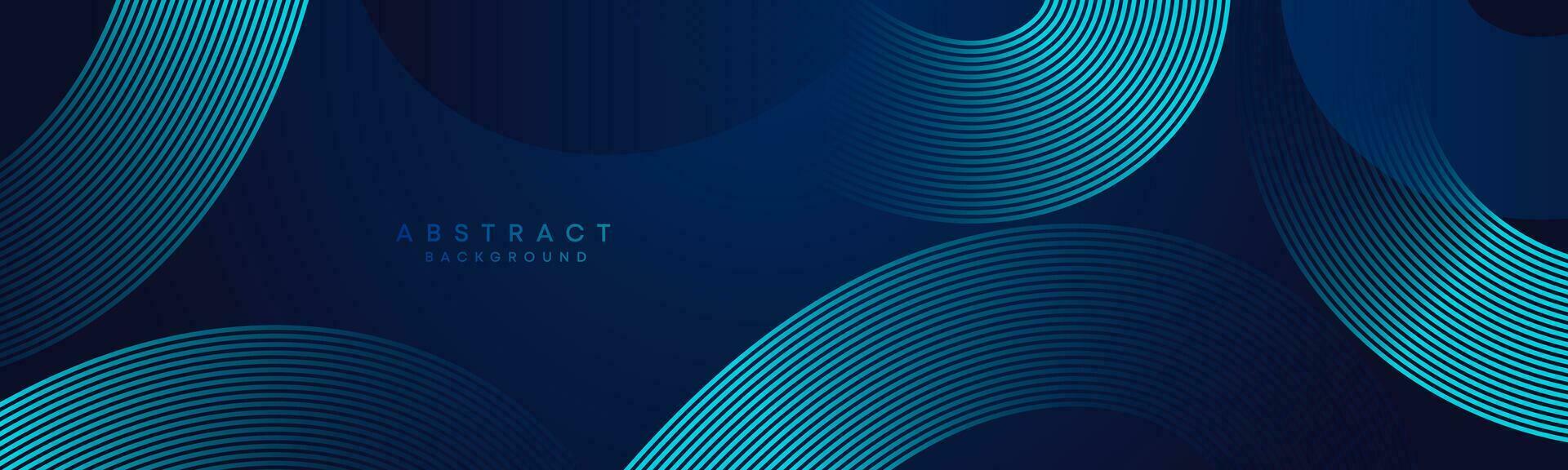 Abstract Dark Blue Waving circles lines Technology Background. Modern gradient with glowing lines shiny geometric shape and diagonal, for brochure, cover, poster, banner, website, header vector