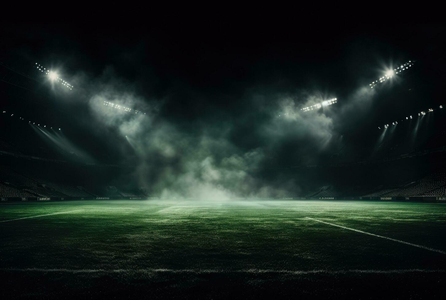 AI generated a soccer field with a spotlight photo