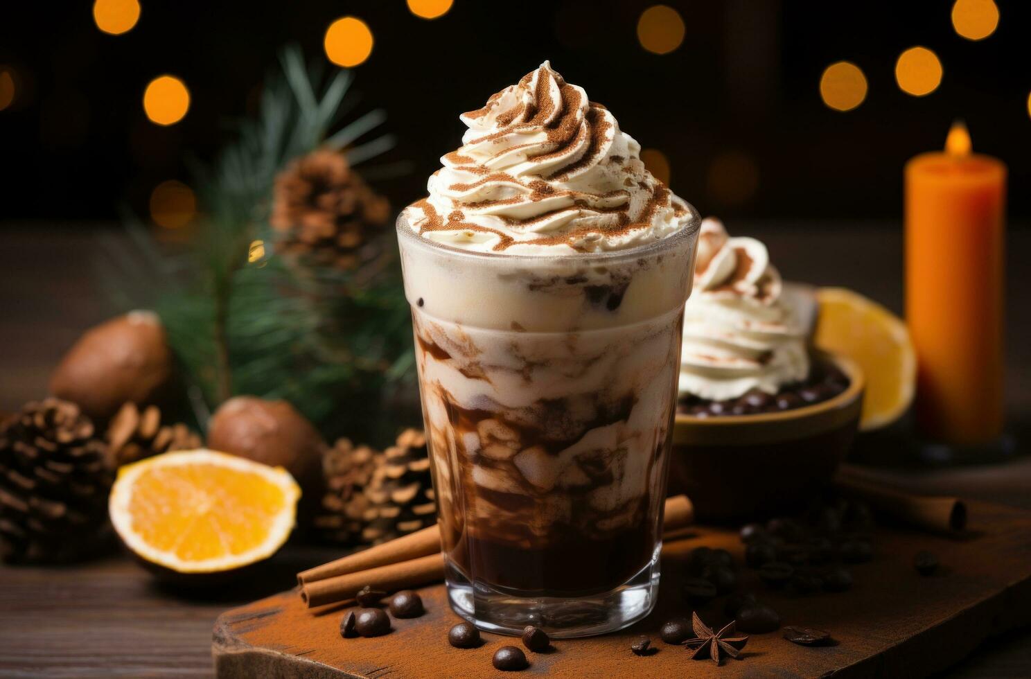 AI generated coffee slush chinese hot chocolate christmas photo