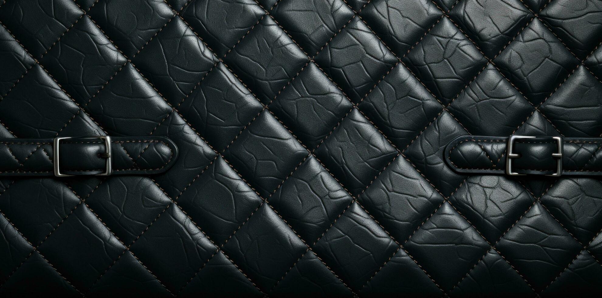 AI generated black leather background texture photo