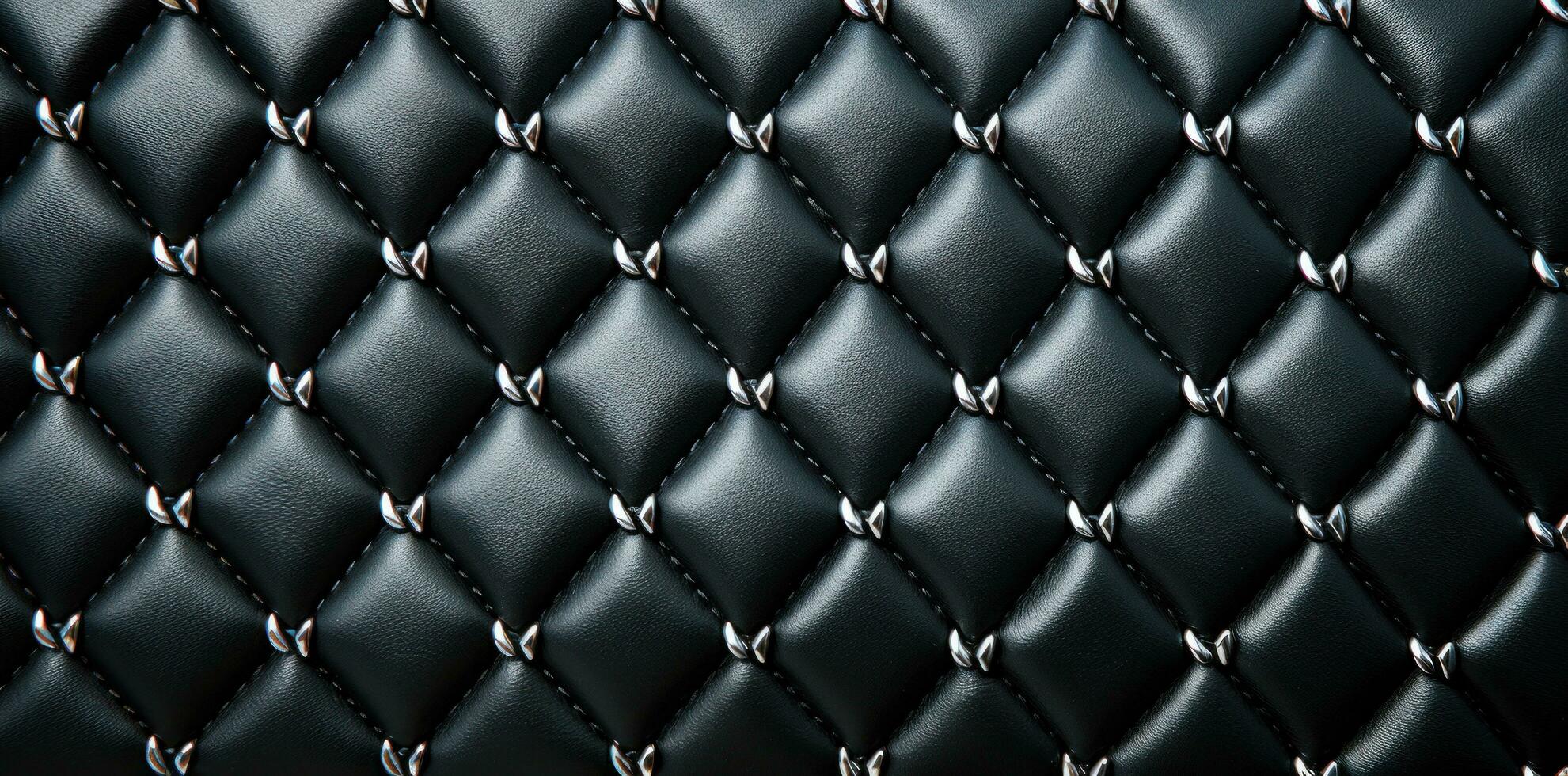 AI generated closeup black leather pattern with diamonds photo