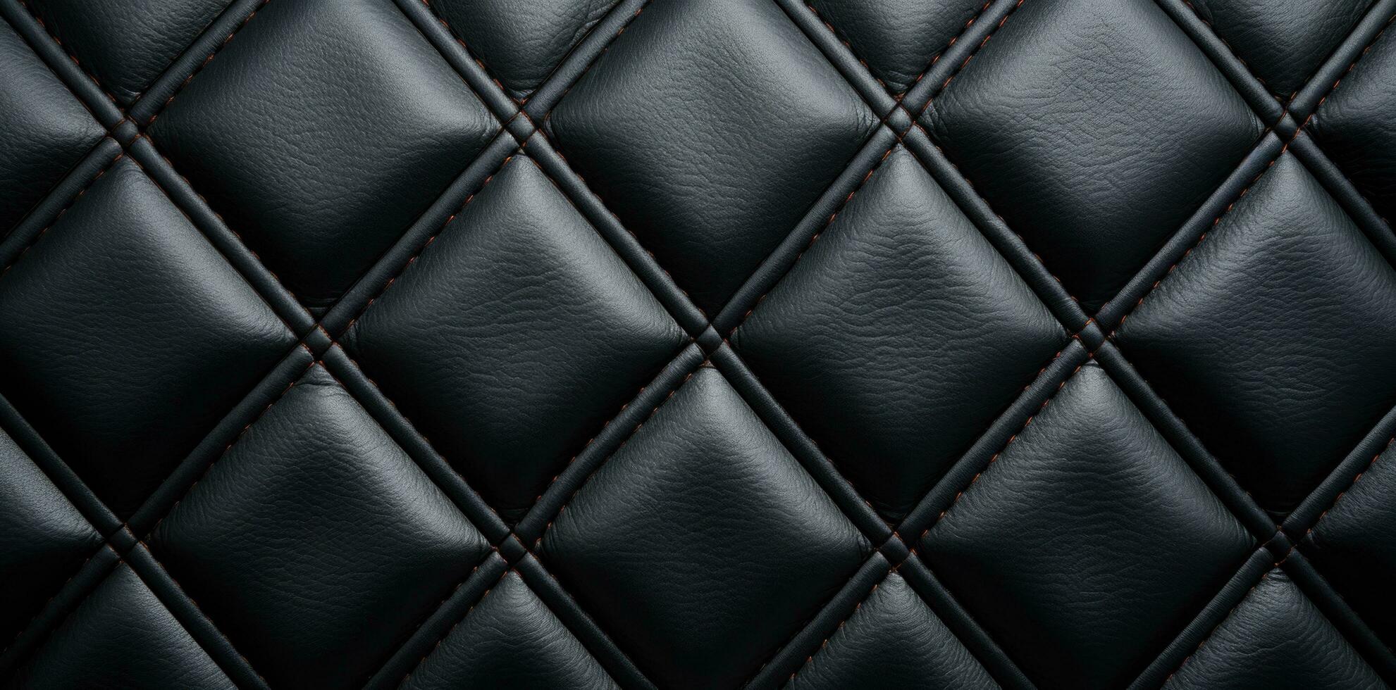 AI generated closeup black leather pattern with diamonds photo