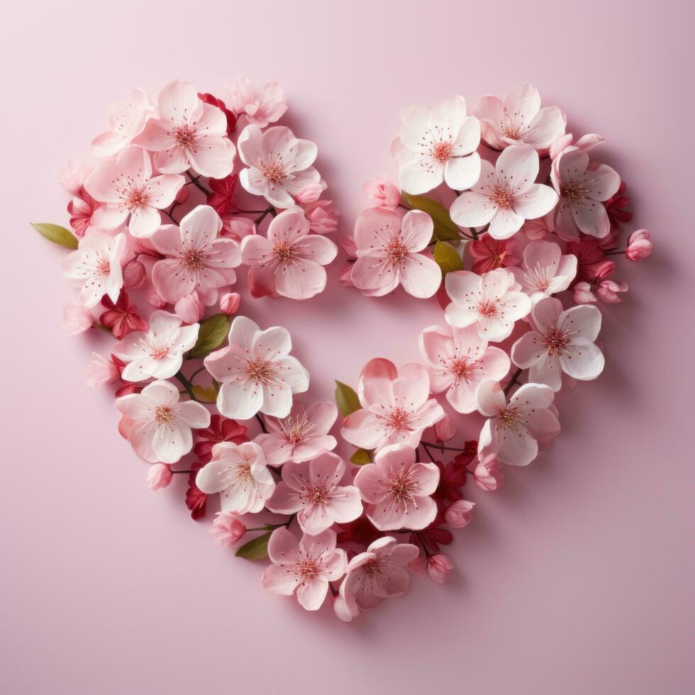 AI generated flowers are arranged into a large decorative heart shape photo