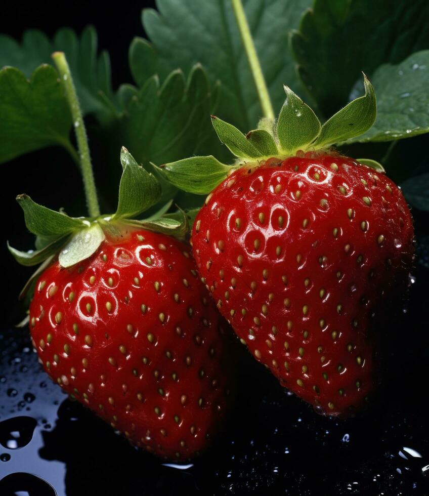AI generated fresh strawberries with no pesticides photo