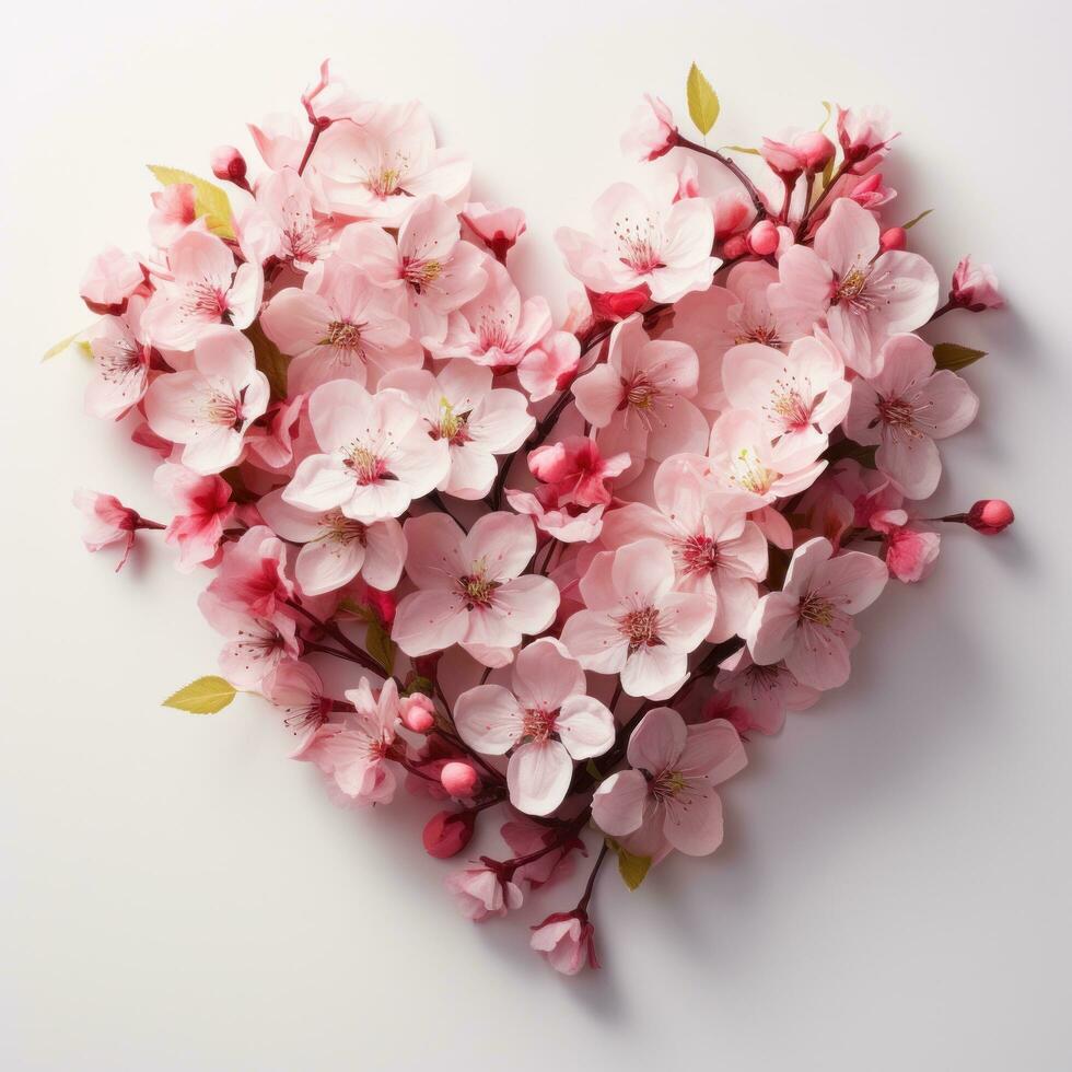 AI generated flowers are arranged into a large decorative heart shape photo