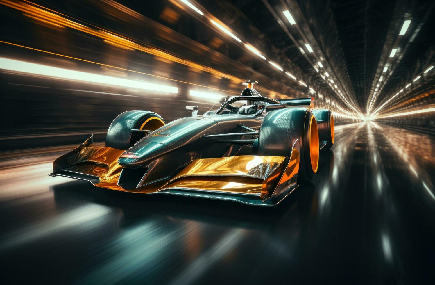 AI generated racing car racing at night photo