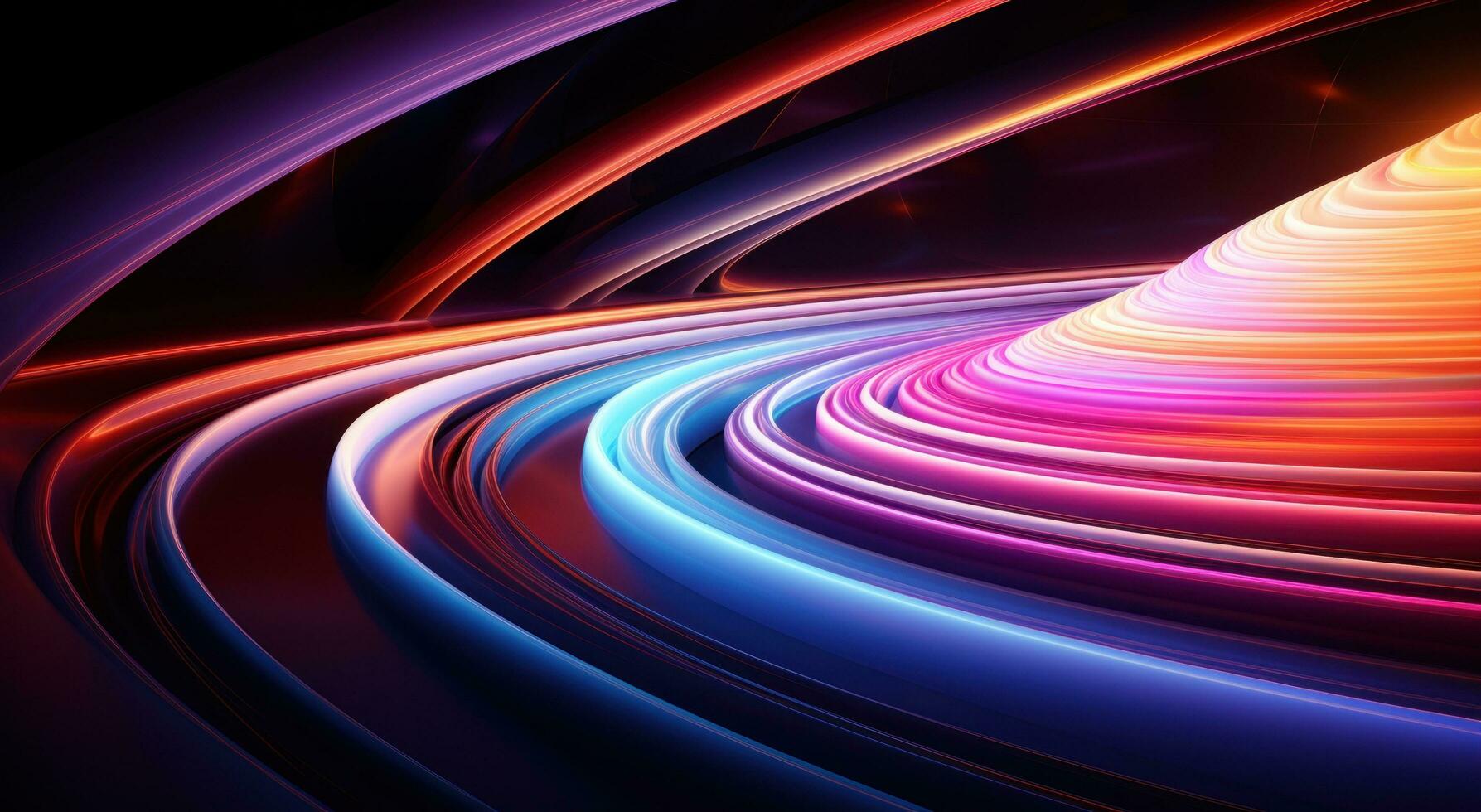 AI generated multi color light strips in a curved path photo