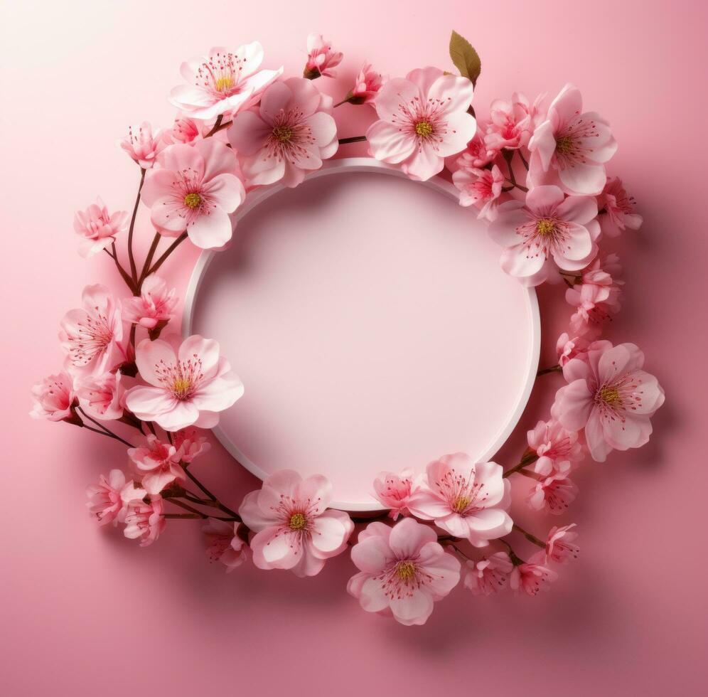 AI generated pink number 8 with bow and flowers photo