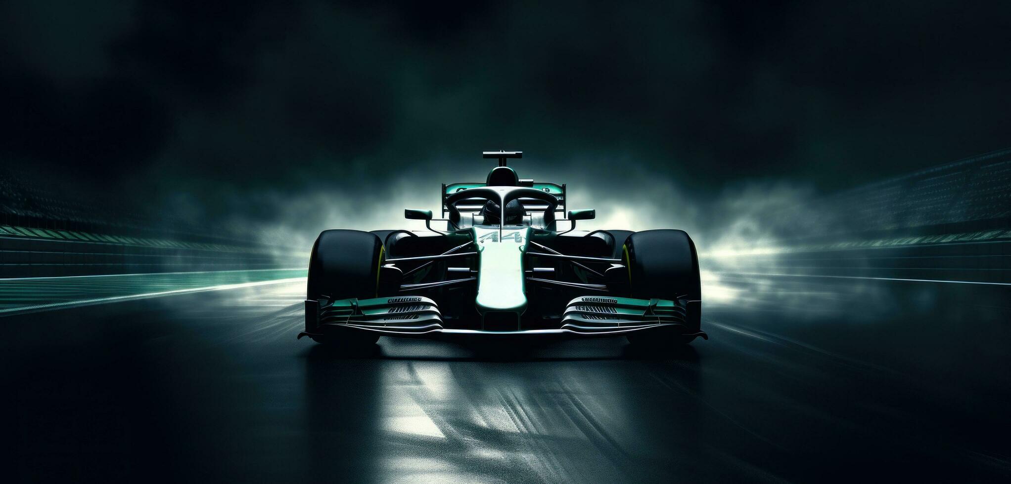 AI generated one of the car is driving on the race track in the dark photo