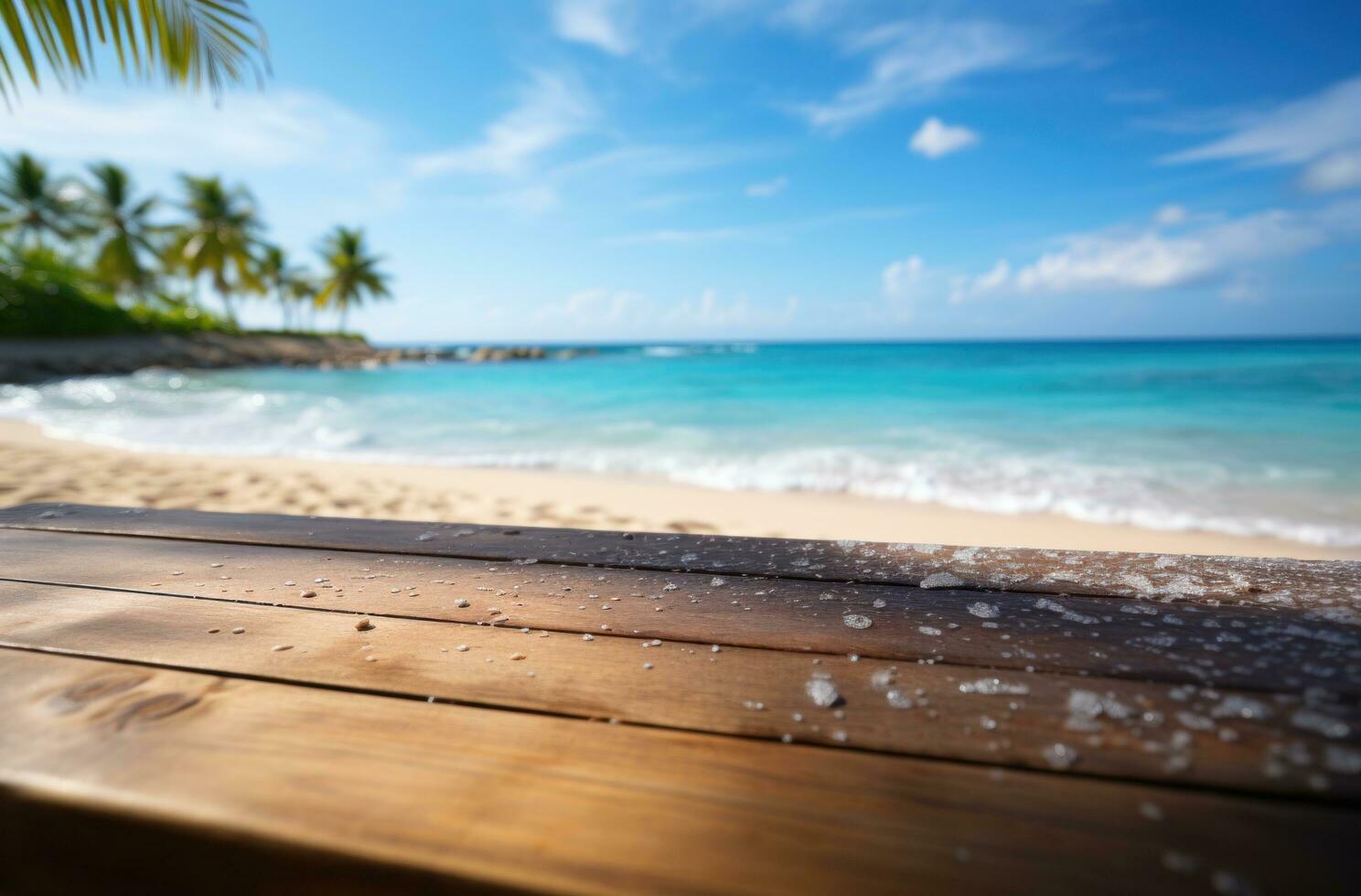 AI generated sand and sea beach table photo