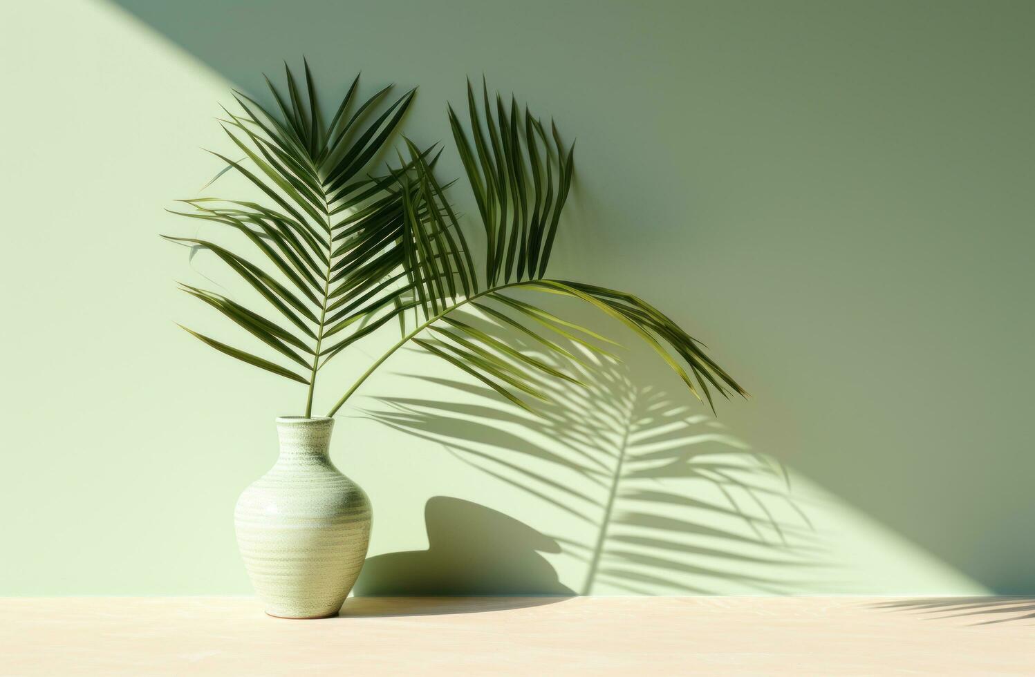 AI generated shadow of palm tree on the wall photo