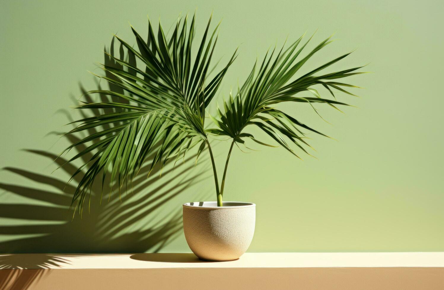 AI generated shadow of palm tree on the wall photo