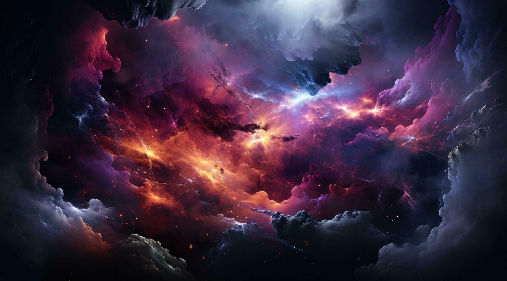 AI generated the colors of space, and clouds surround a space ship photo