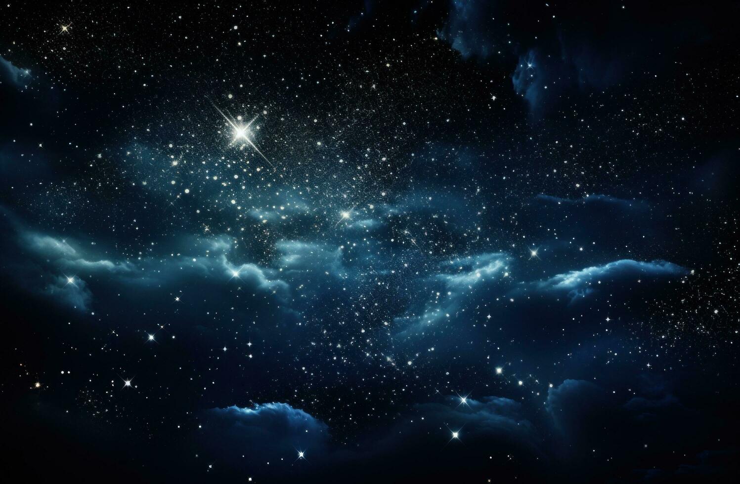 AI generated the stars in the sky, looking through a milky, photo