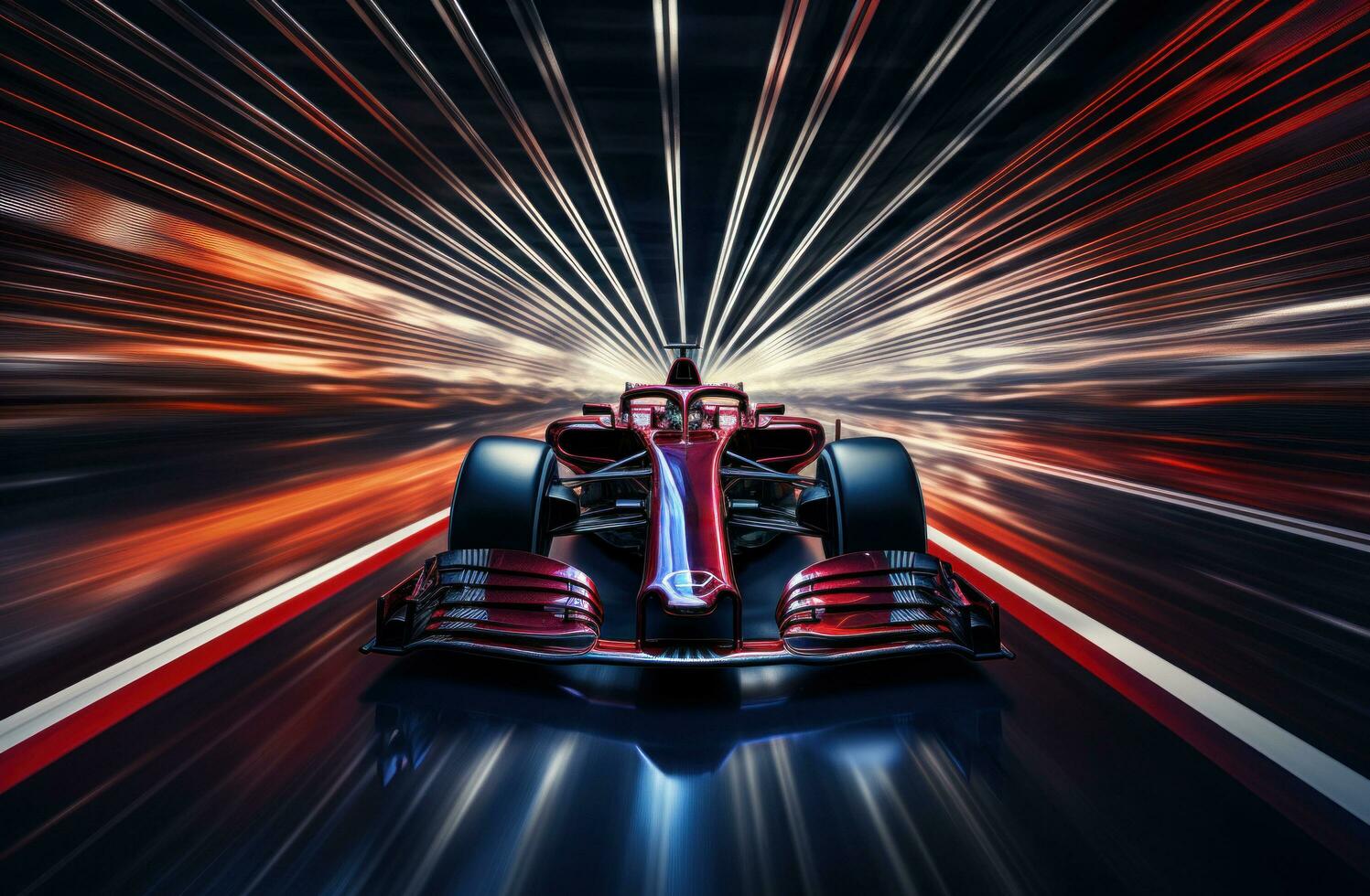 AI generated racing car on a track with light and traffic photo