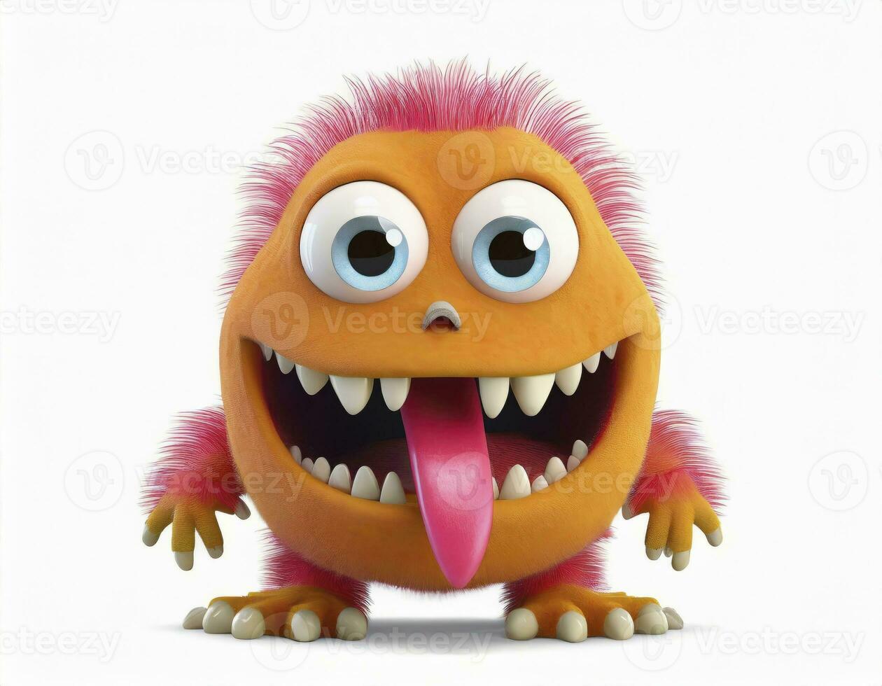 AI generated Tongue-Tied Monster. A Cute and Playful Creature Sporting a Long Tongue, Adding a Touch of Whimsy and Charm to Its Adorable Appearance. photo