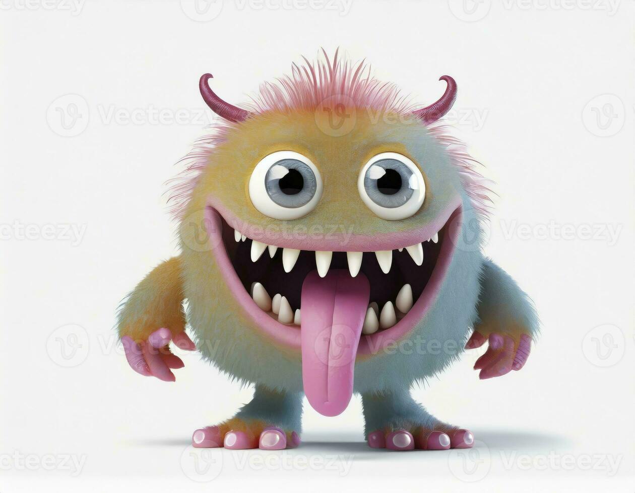 AI generated Tongue-Tied Monster. A Cute and Playful Creature Sporting a Long Tongue, Adding a Touch of Whimsy and Charm to Its Adorable Appearance. photo