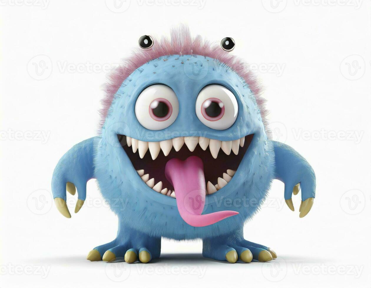 AI generated Tongue-Tied Monster. A Cute and Playful Creature Sporting a Long Tongue, Adding a Touch of Whimsy and Charm to Its Adorable Appearance. photo