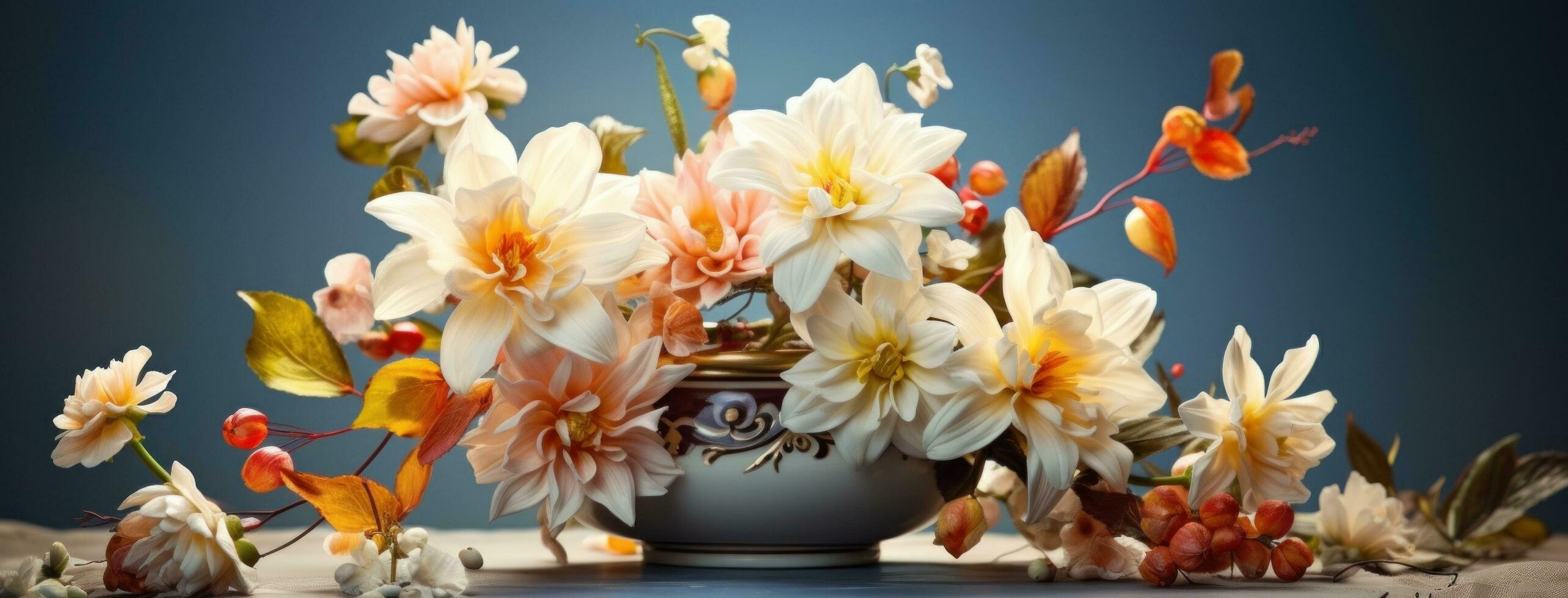 AI generated the beautiful flowers are arranged in a vase photo