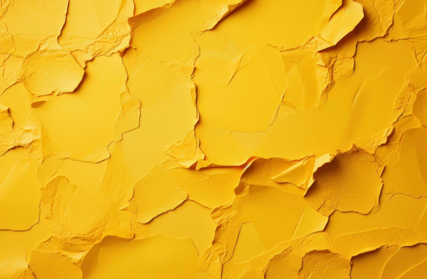 AI generated yellow paper with tears on white background, photo