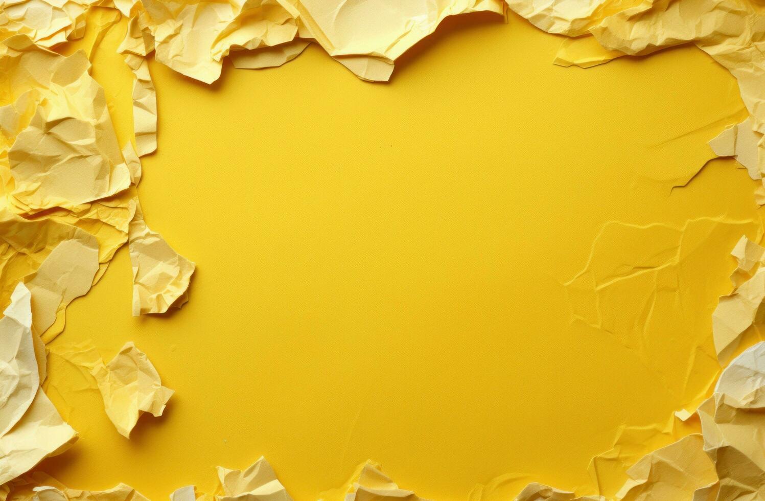 AI generated yellow paper with tears on white background, photo